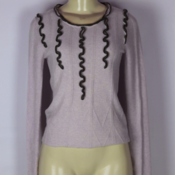 TSESAY PINK W/RUFFLE ACCENT CASHMERE SWEATER S - Picture 1 of 4